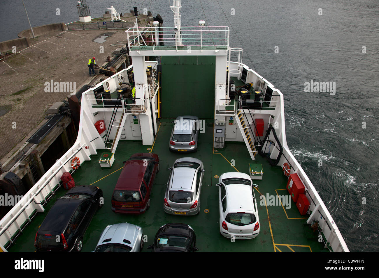 Car deck of Caledonian MacBrayne ferry 'Coruisk' at Mallaig Pier