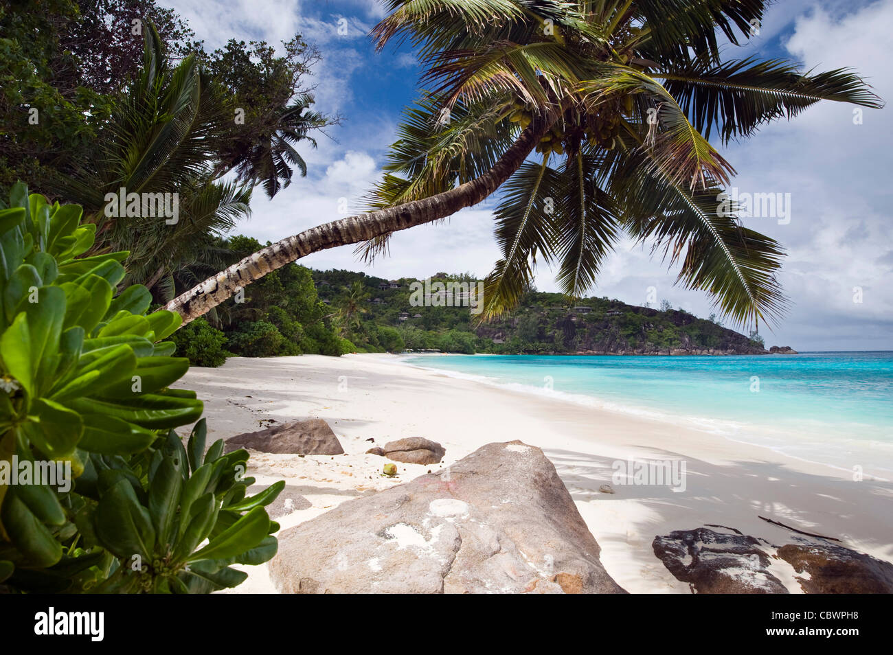 Four Seasons resort beach Mahe Seychelles Stock Photo 