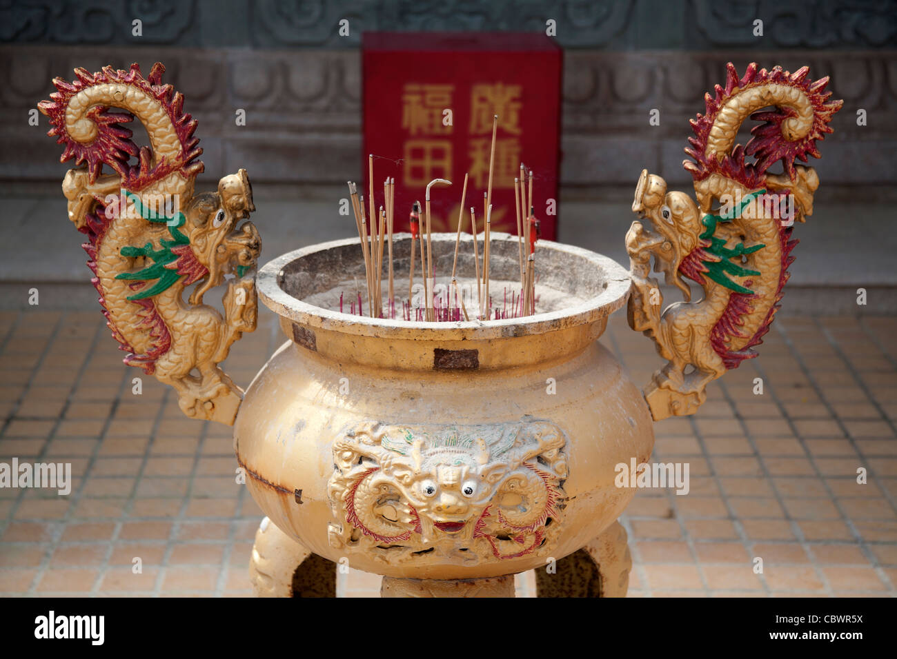 Incense burner outside a temple at the Ten Thousand Buddhas Monastery Man Fat Tsz a Buddhist
