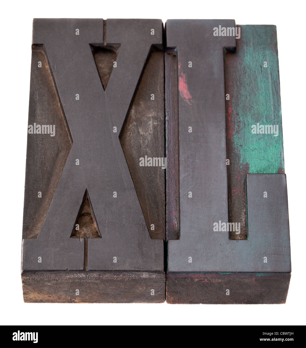 super large, XL letters in vintage wooden letterpress printing blocks
