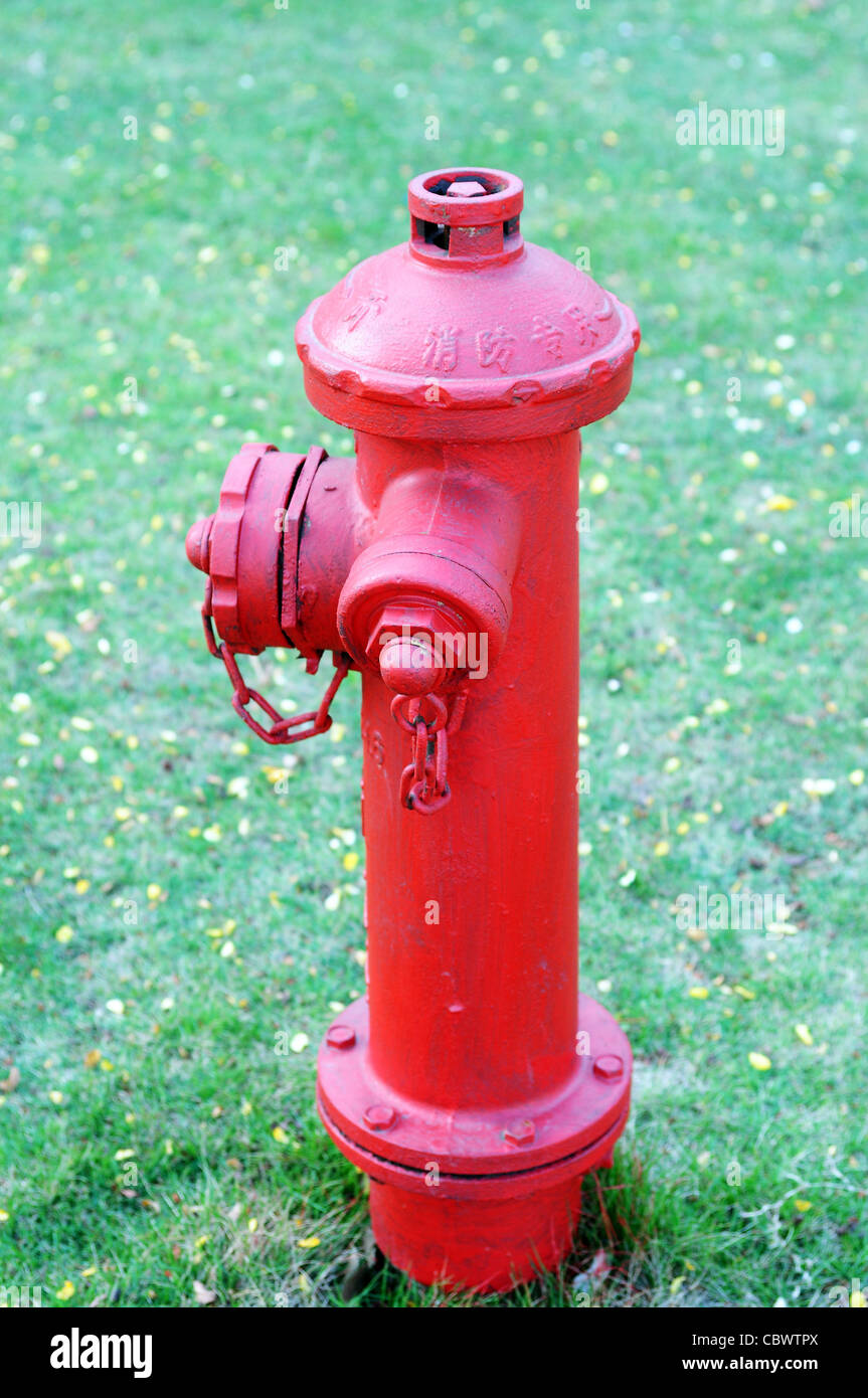 hydrant fire red metal safety object water plug prevention path white ...