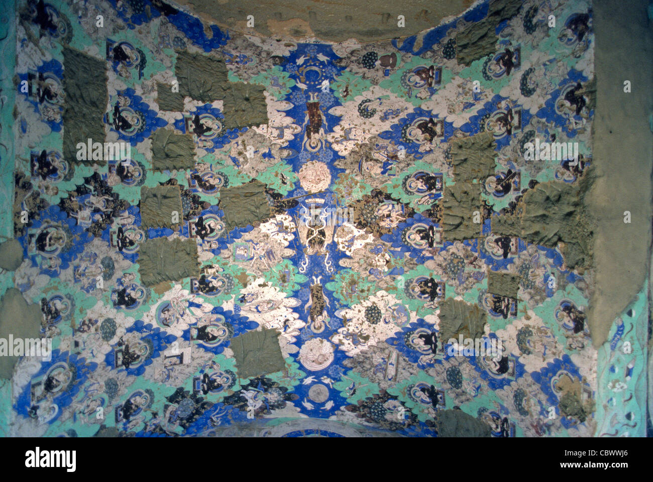 Plundered third century Buddhist caves frescoes Kizil Xinjiang China Stock Photo