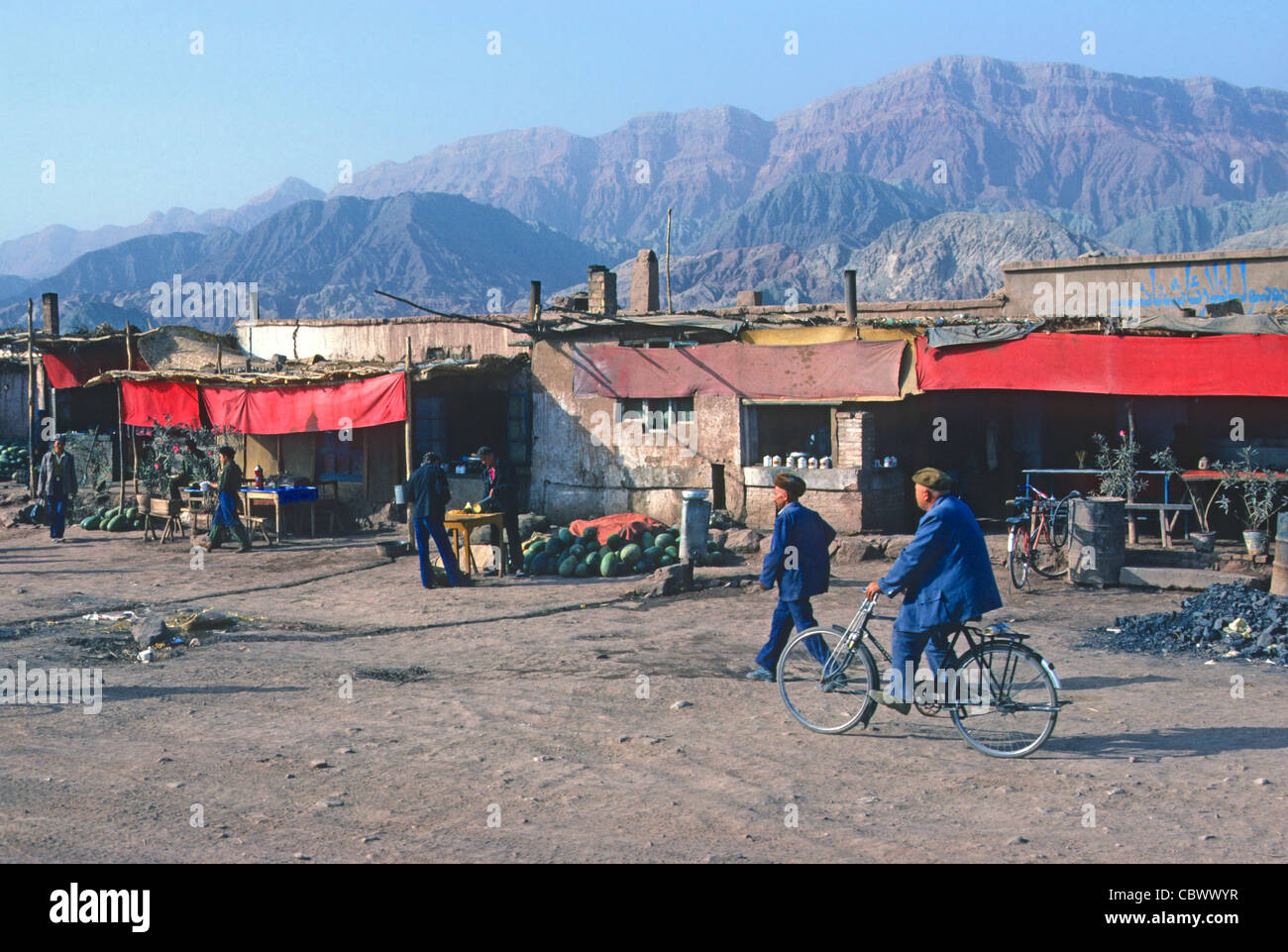 Typical dirty town Western Xinjiang China Stock Photo