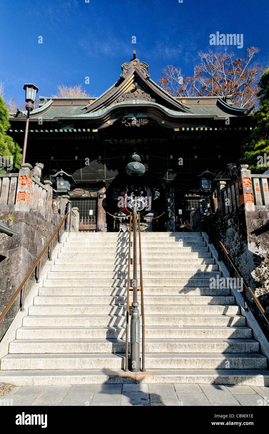 NARITA, Japan - The gatehouse, or Niomon, that forms the main entrance. The Narita-san temple, also known as Shinsho-Ji (New Victory Temple), is Shingon Buddhist temple complex, was first established 940 in the Japanese city of Narita, east of Tokyo. Stock Photo