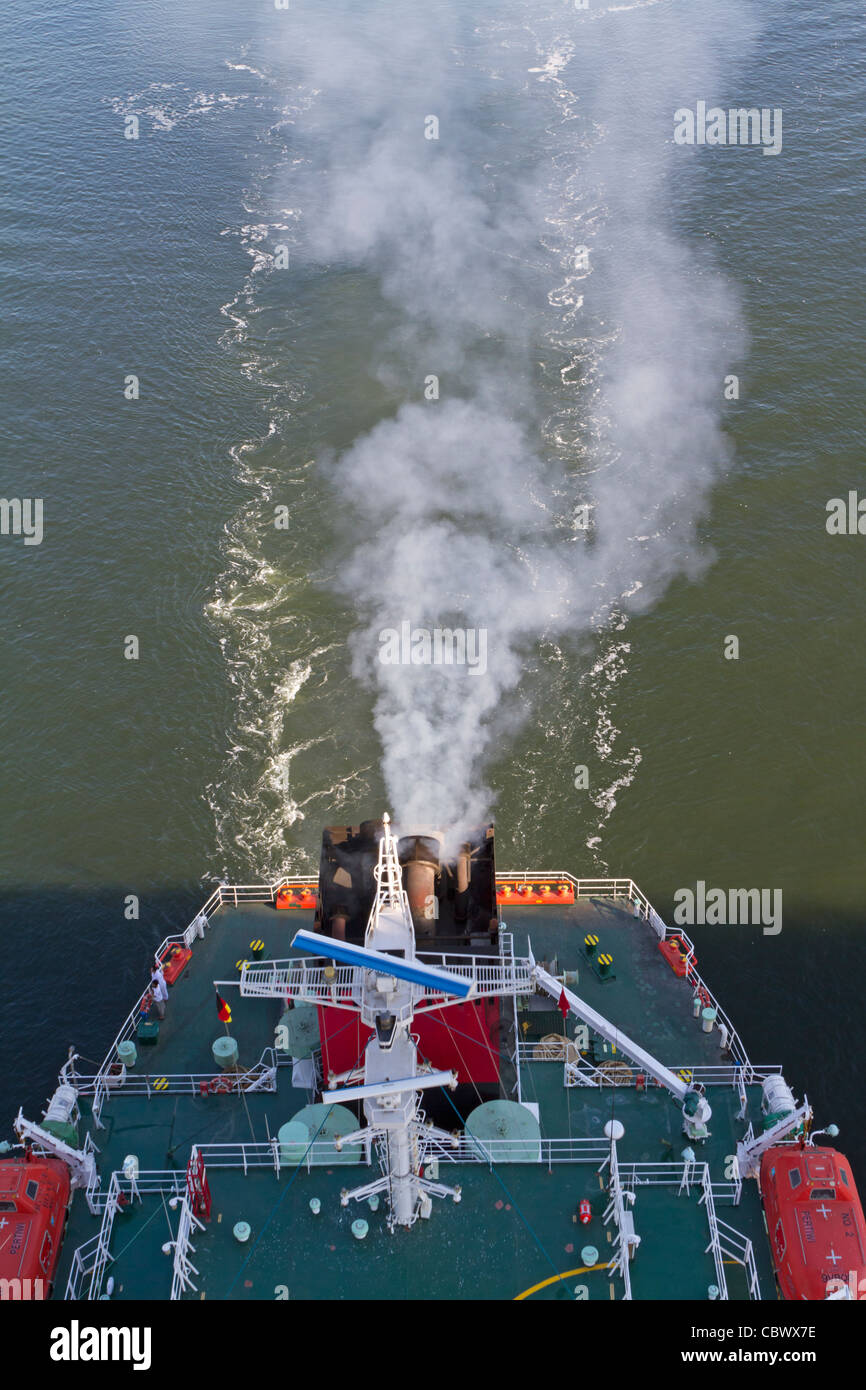 Fumes from a ship, Germany Stock Photo