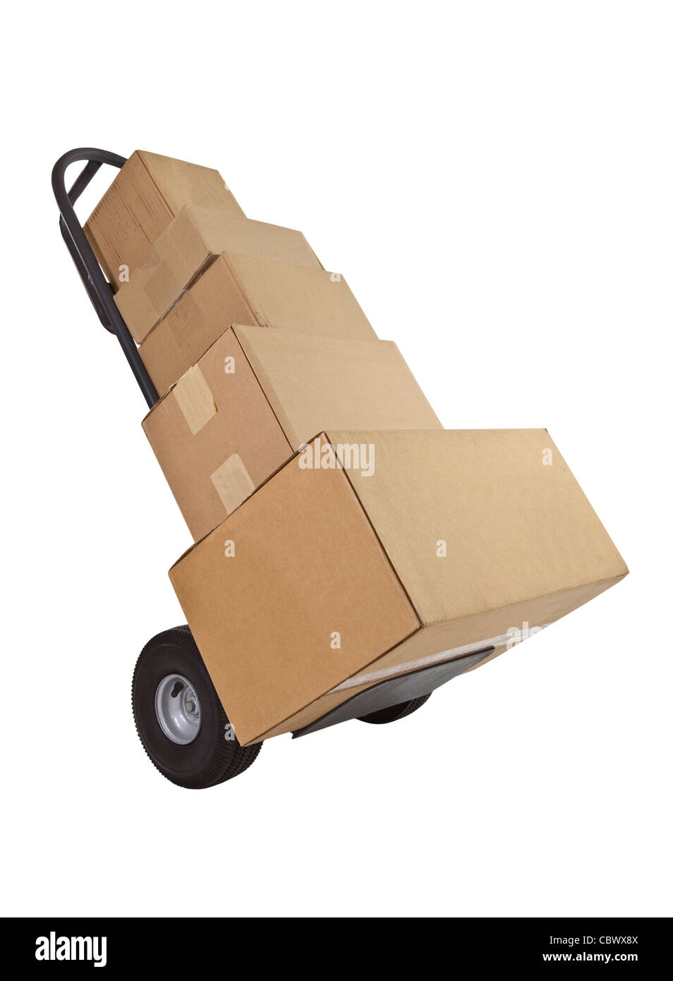 Several boxes on a furniture dolly isolated on white Stock Photo Alamy