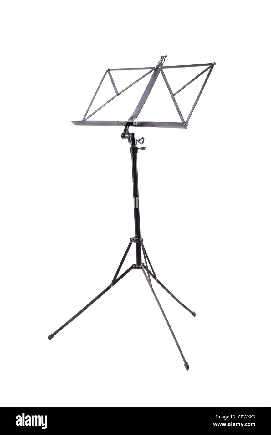 music stand with piano notes isolated on white background Stock Photo