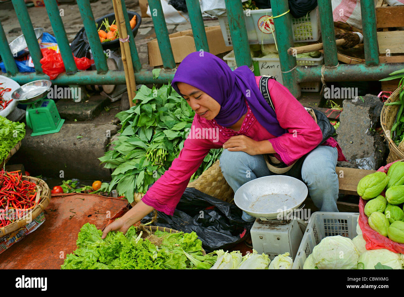 Produce vendor in Bukittinggi Indonesia on Sumatra Stock Photo Alamy
