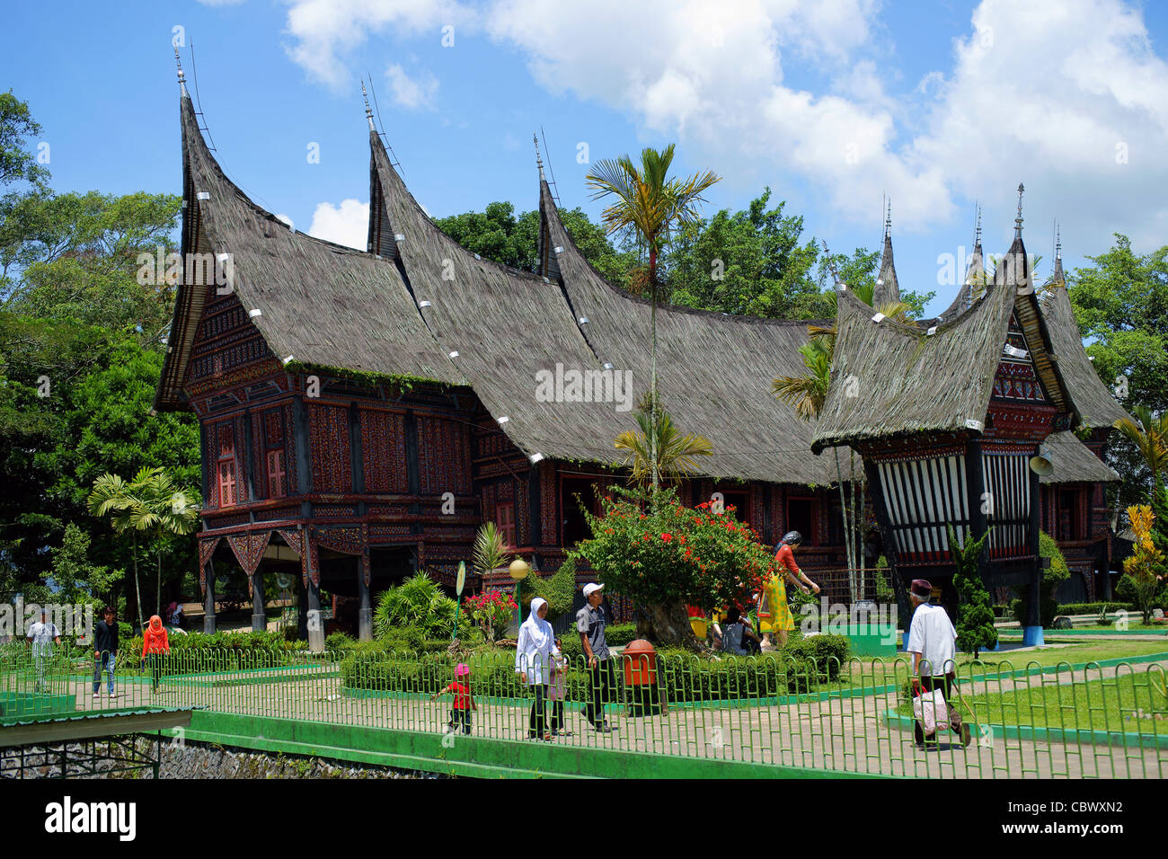 A Rumah gadang' 'big house' example of Minangkabau architecture on West Sumatra Stock Photo