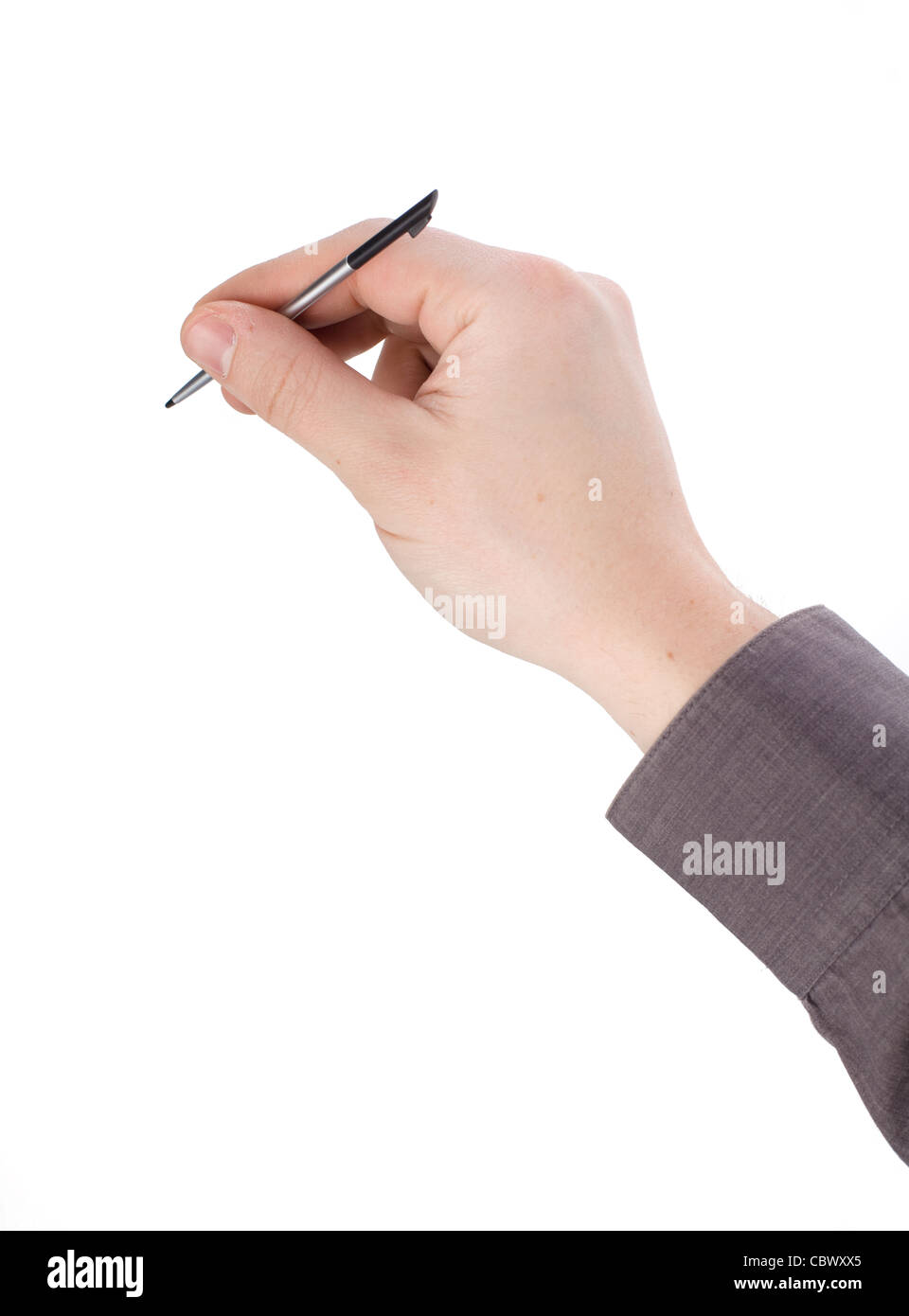 pda stylus in hand isolated on white background Stock Photo - Alamy