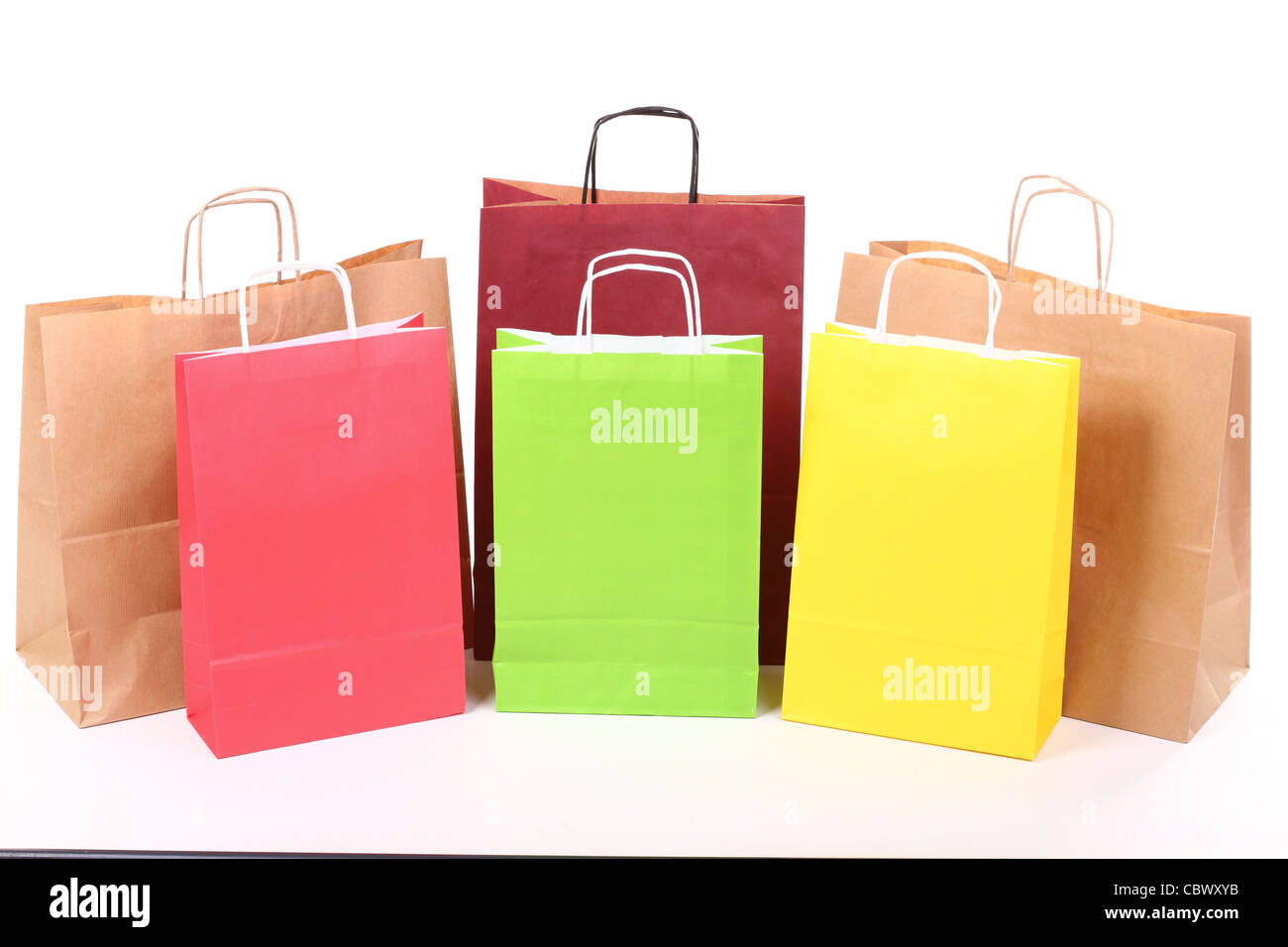 Shopping colorful bag recycle gift bags isolated background Stock Photo