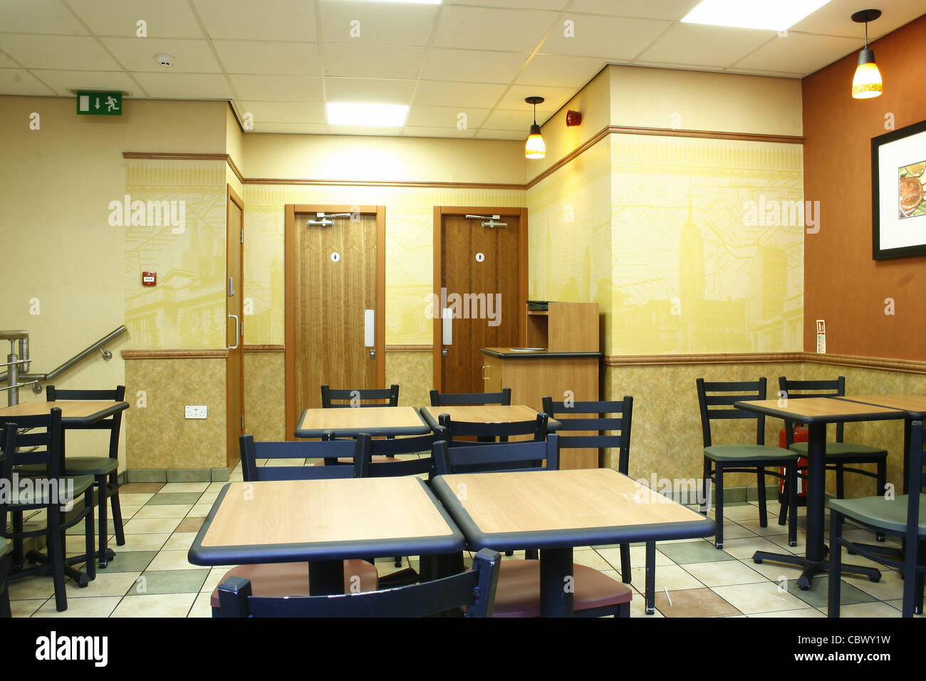 upstairs in subway restaurant Blackpool, Lancashire, England, UK Stock Photo