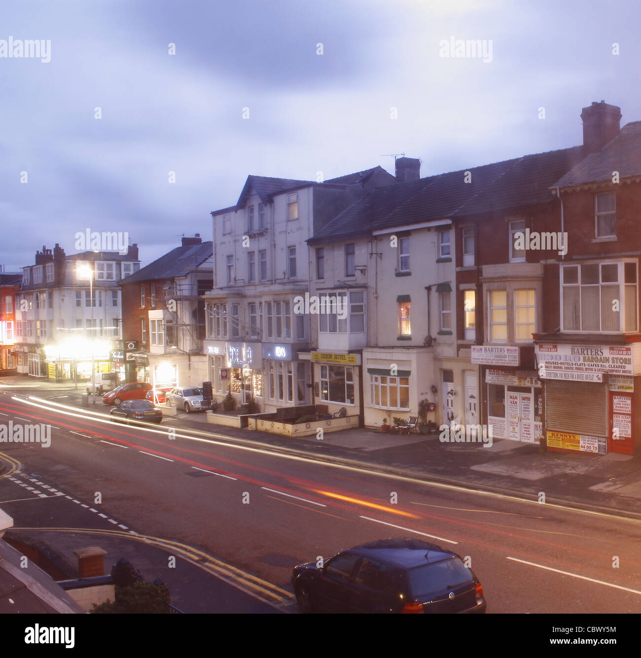 night image of Dickson Road from a window. Blackpool, Lancashire