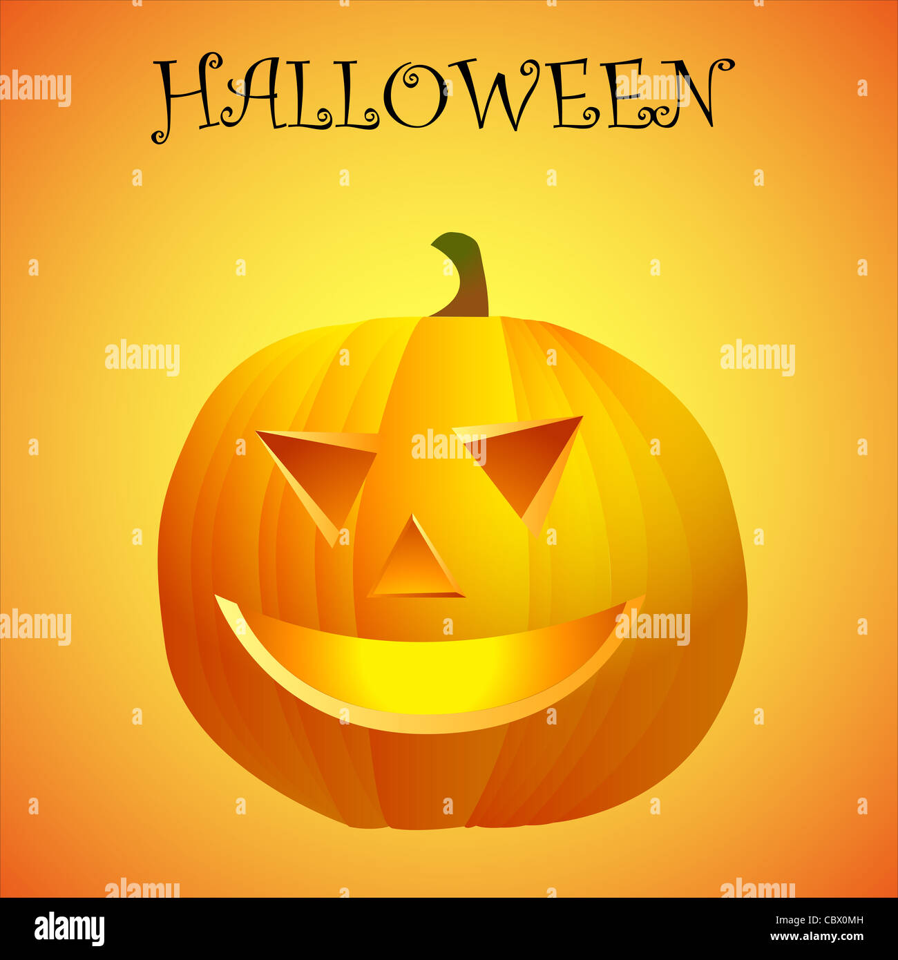Halloween pumpkin with scary face, illustration Stock Photo - Alamy