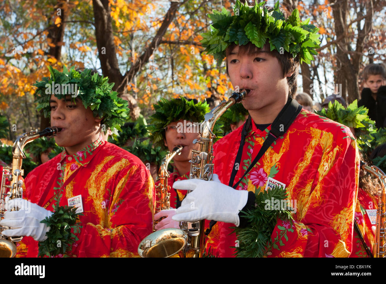 Members of the Hawaii All State Marching Band performing in Macys 2011
