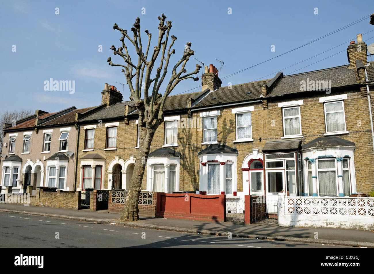 Two story Victorian terrace houses Leytonstone London England UK Stock Photo Alamy