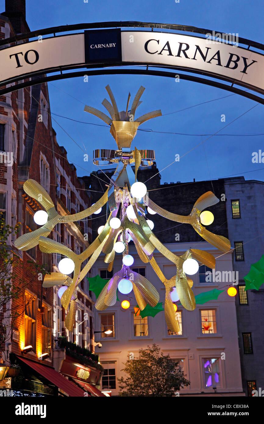 Christmas lights and decorations decorated like holly and mistletoe in