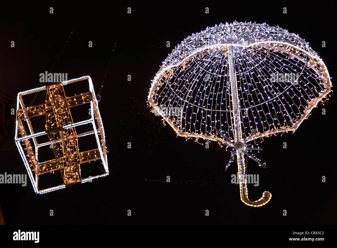 Christmas lights and decorations in Oxford Street in London Stock Photo