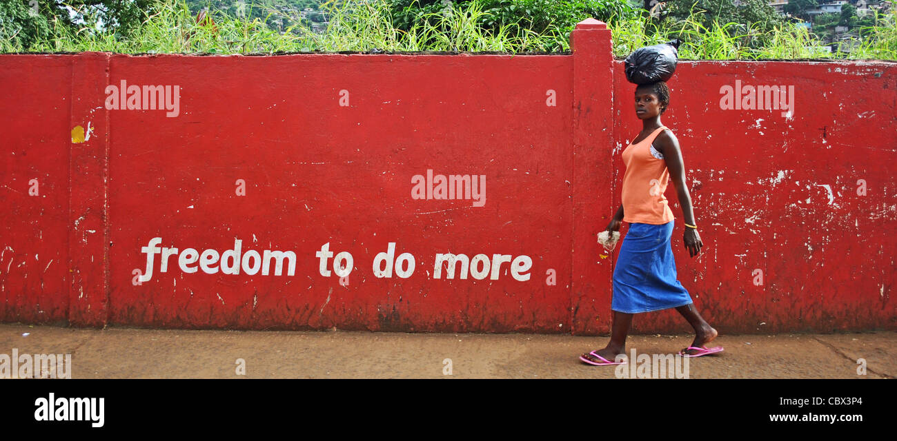 Advertising slogan for a phone company in Freetown, Sierra Leone Stock Photo
