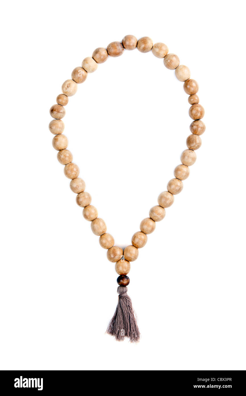 Wooden Beads On A String Making A Colorful Toy Necklace Stock
