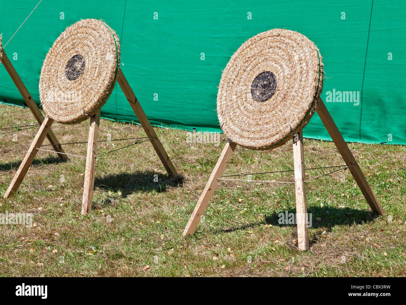 Two straw archery targets Stock Photo Alamy