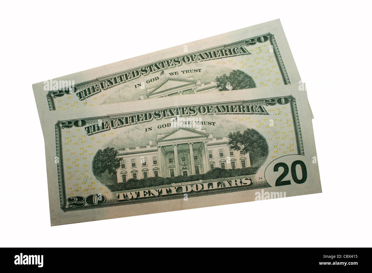 United States Currency note in white background cut-out Stock Photo