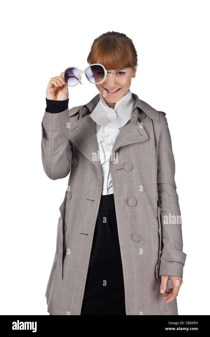 Elegance Businesswoman hold glasses Stock Photo