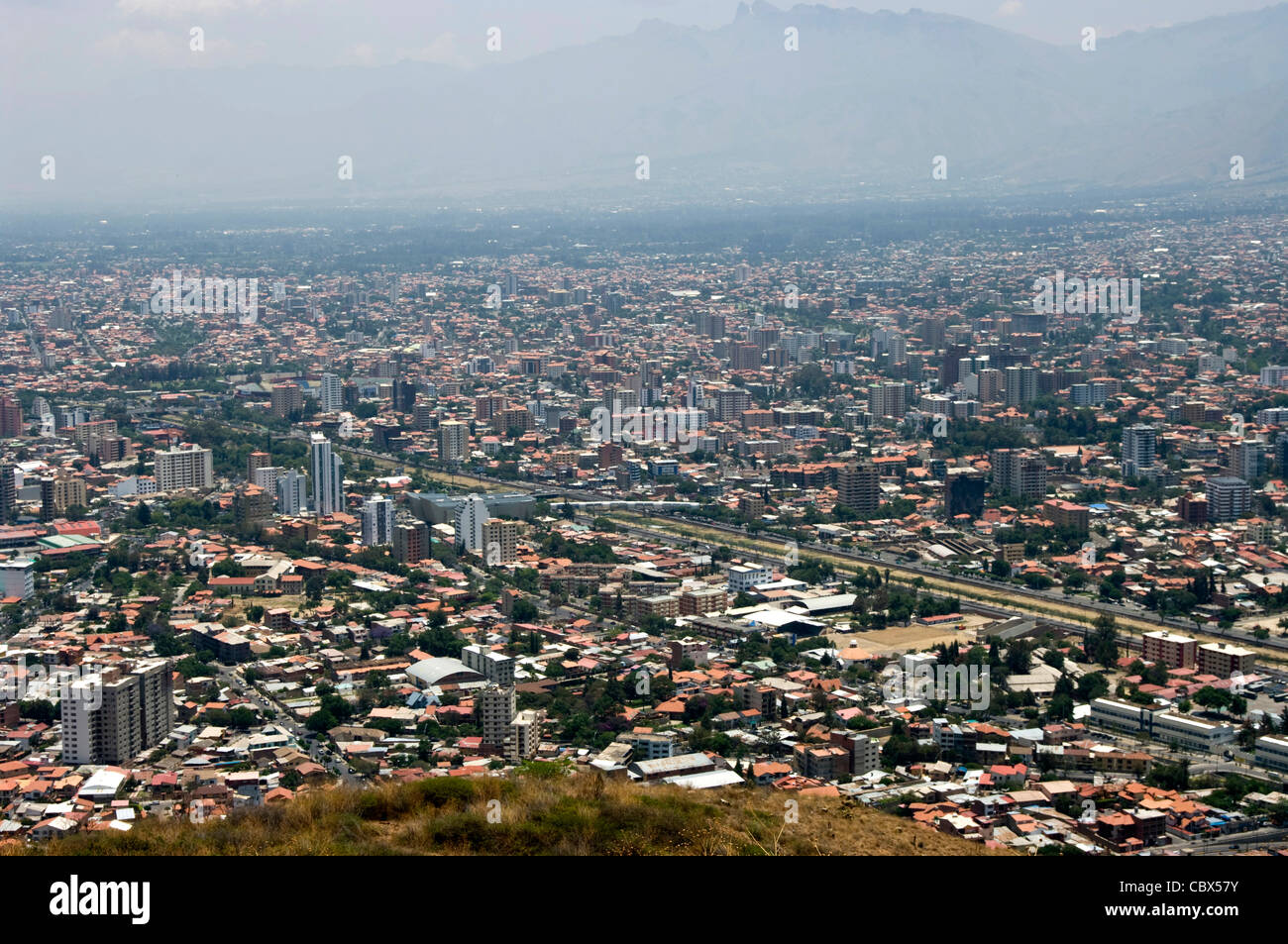 Bolivia. Cochabamba city. Aerial view. Stock Photo