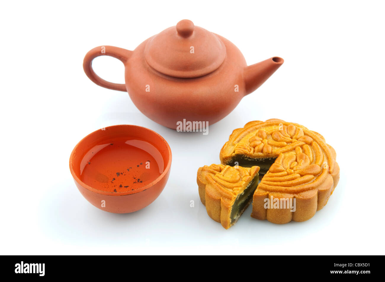 Moon Cake and Tea Set of Mid Autumn Festival Stock Photo - Alamy