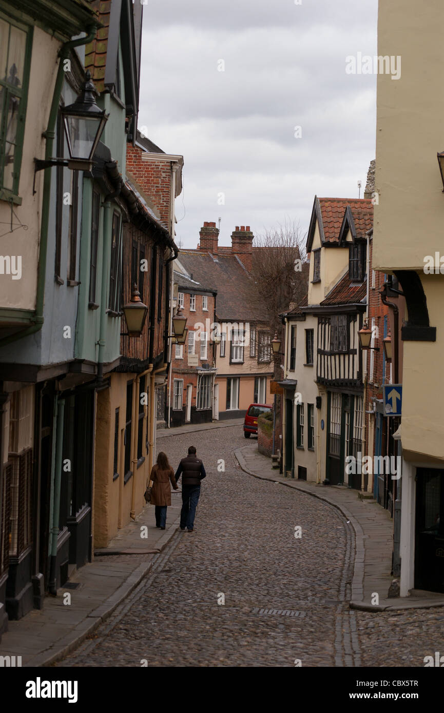 Mediaeval and houses on Elm Hill, Norwich, Norfolk, England