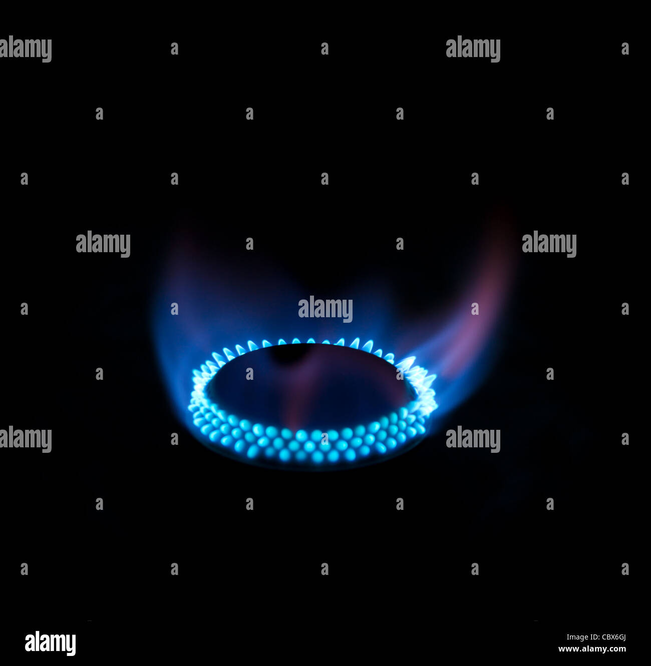 Blue flames from gas burner Stock Photo Alamy