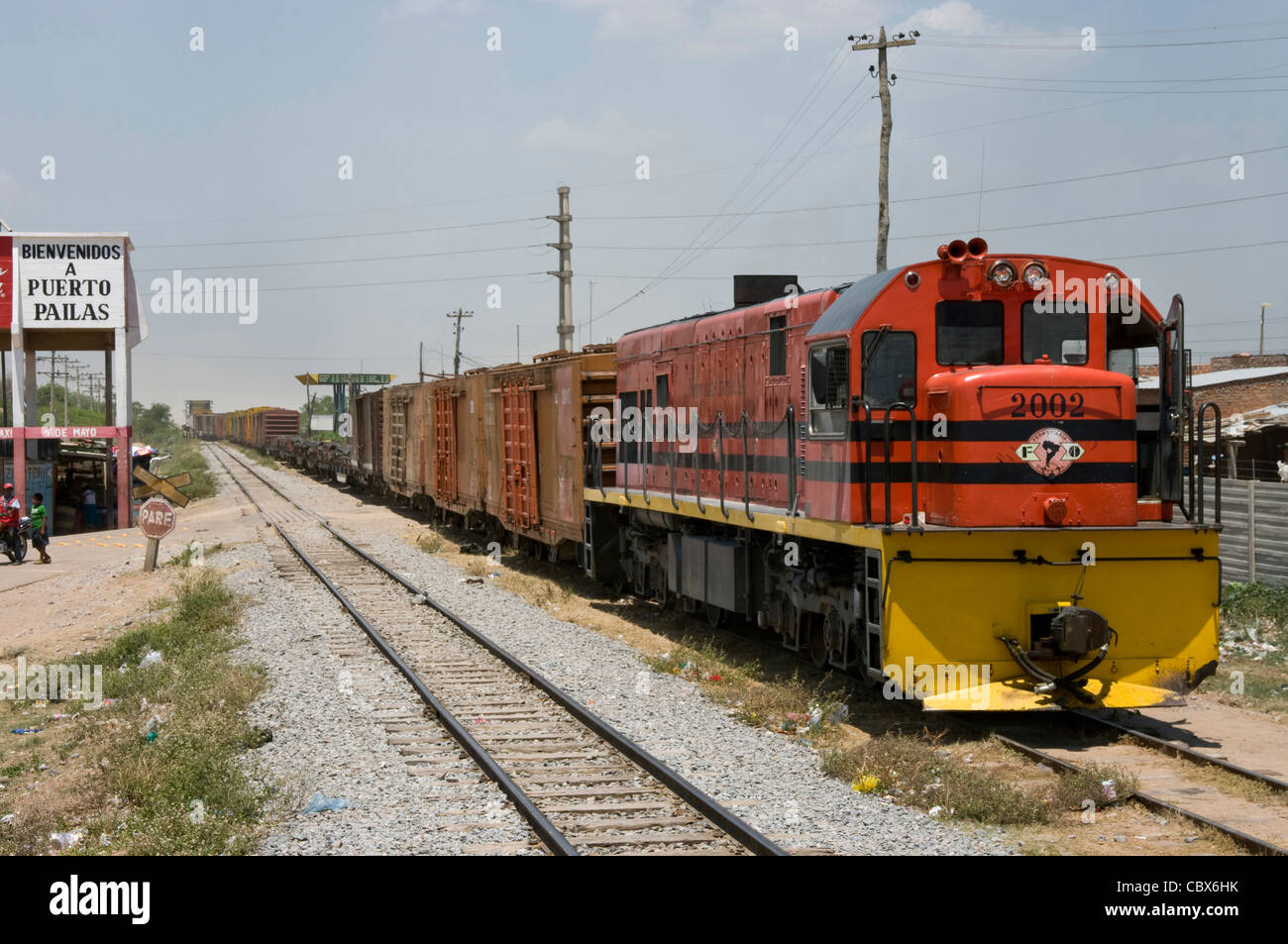 Bolivia. Santa Cruz department. Railroad in Puerto Pailas. Stock Photo