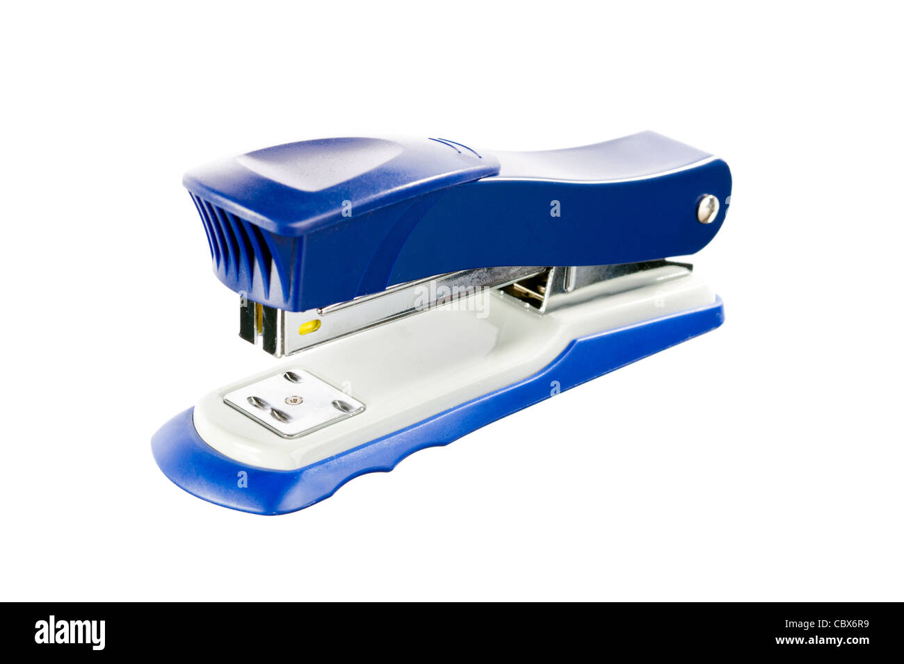 Blue stapler isolated on white Stock Photo