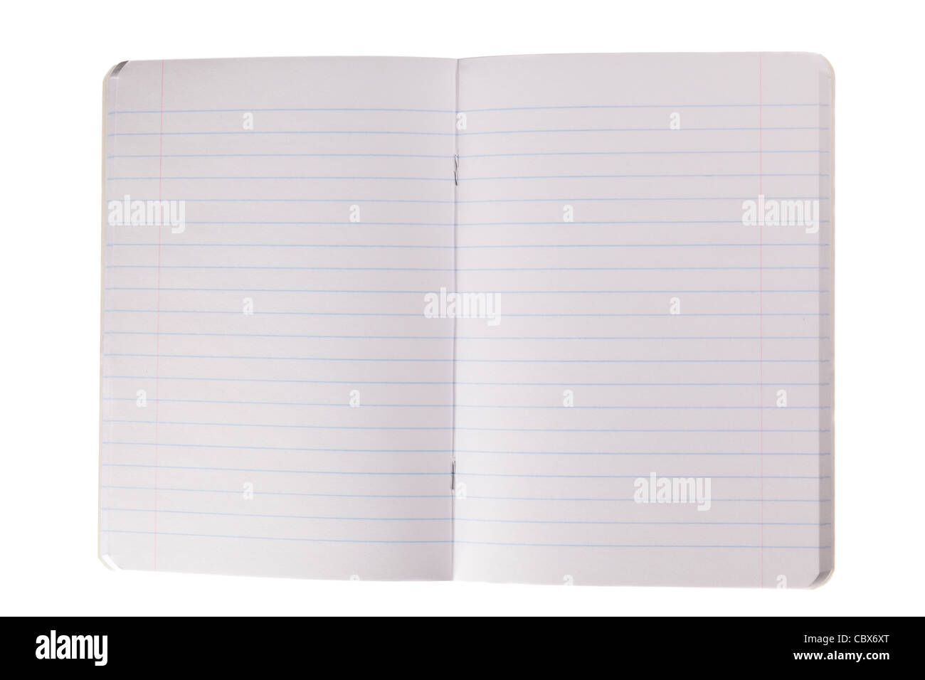 open lined notebook isolated on white Stock Photo
