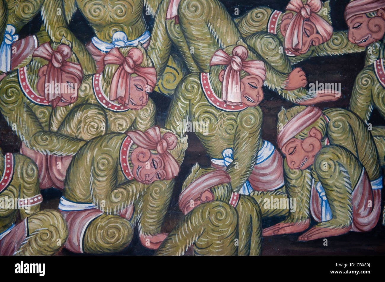 Grand Palace, Bangkok. Details from the mural depicting the story of Ramakien (Ramayana) Stock Photo