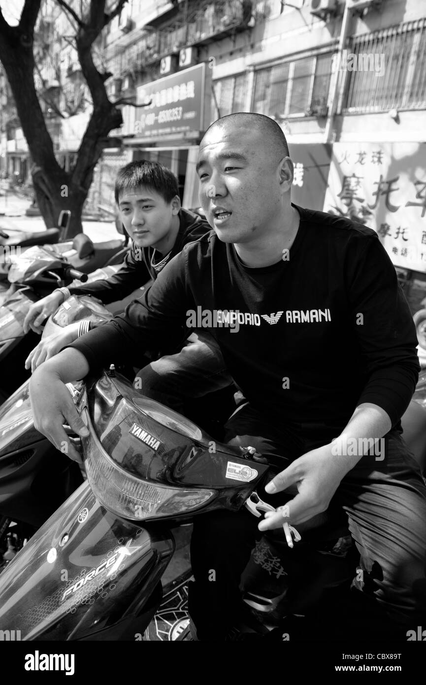 Beijing. Mr. Li Zhiqiang, one of the leaders of the Fire Dragon Pearl Motorcycle Club Stock Photo