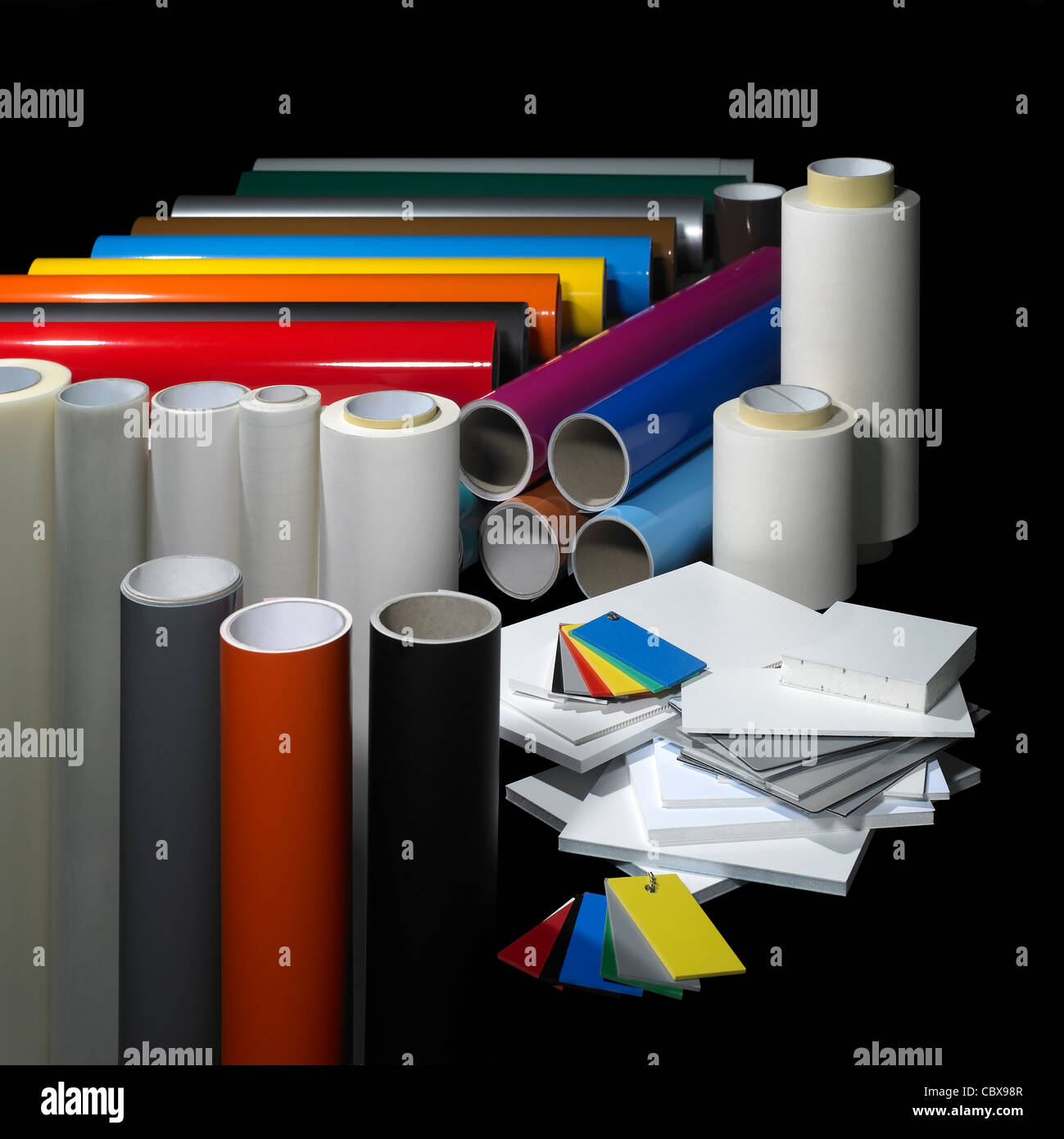 lots of sign making materials in black back Stock Photo Alamy