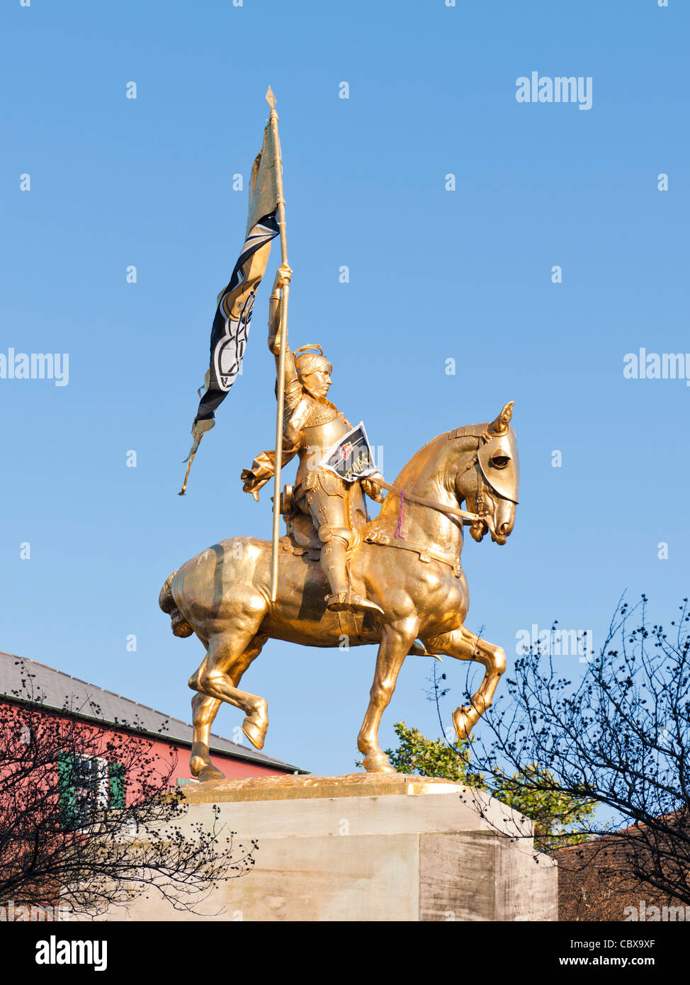 Golden bronze Joan of Arc statue, New Orleans Stock Photo