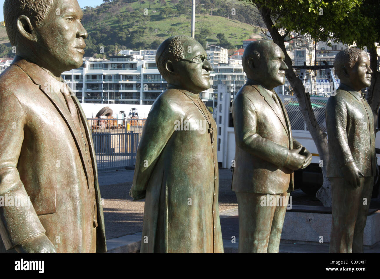 Statues of South Africa's four Nobel Peace Prize winners, V & A