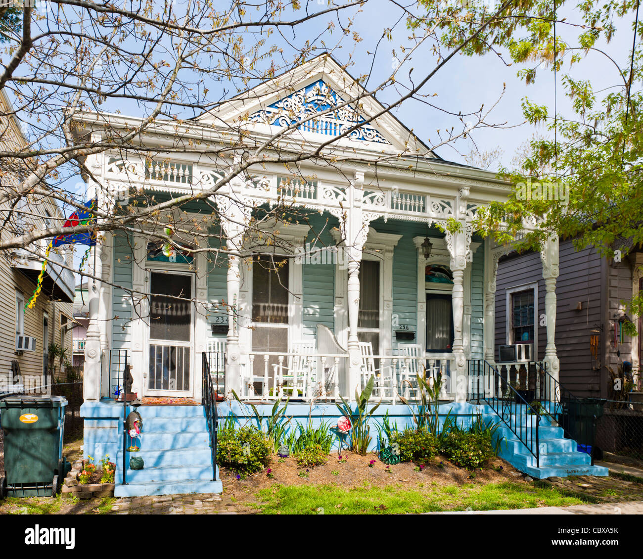 Shotgun House, Algiers Point, New Orleans Stock Photo