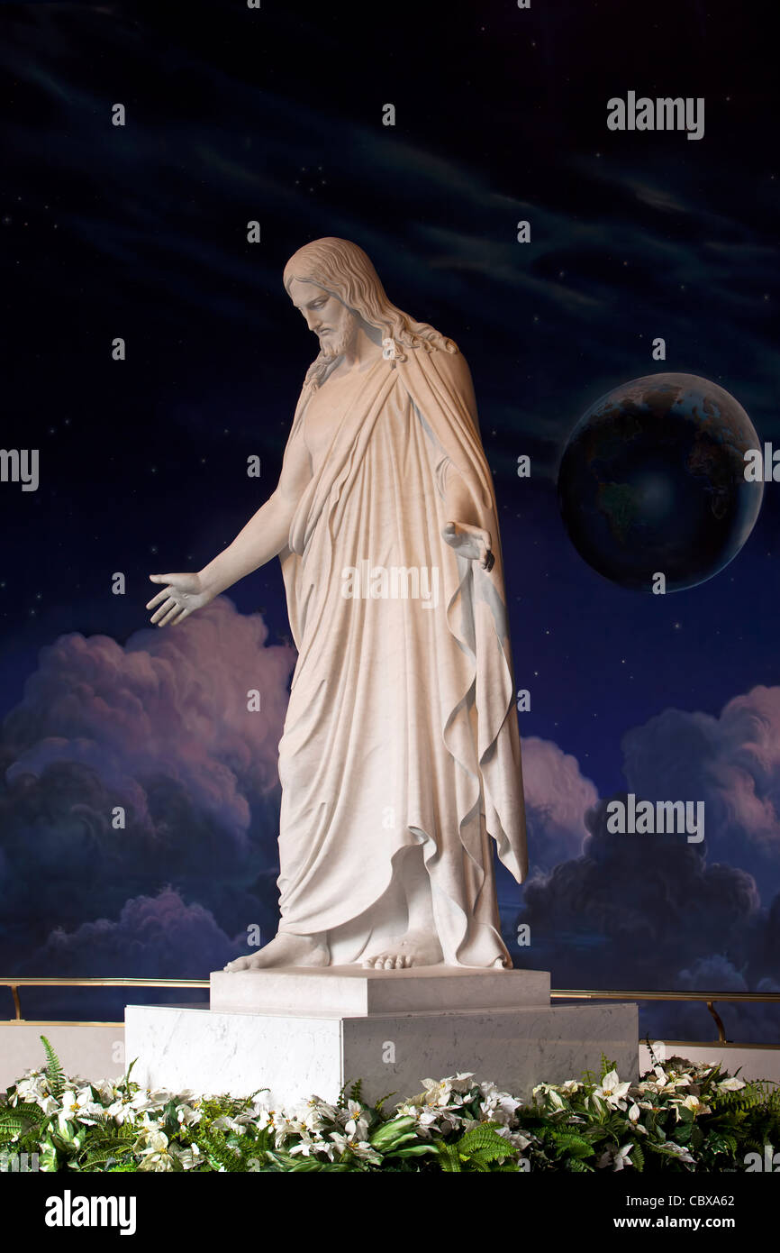 Christus Jesus Christ statue and heaven in Salt Lake City. LDS Mormon