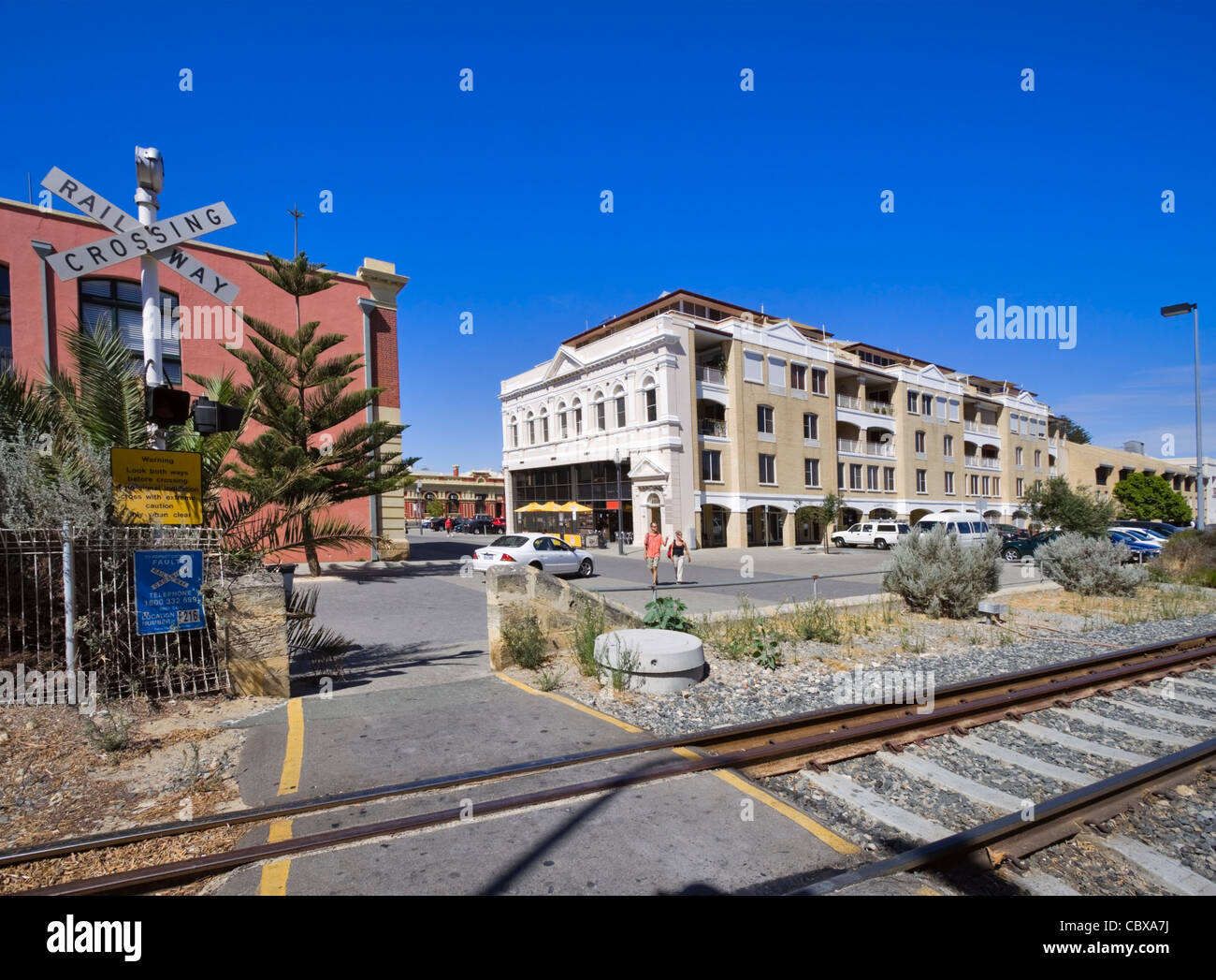Level crossing at High Street and Arthur Head, Fremantle, Perth, Western Australia. Stock Photo