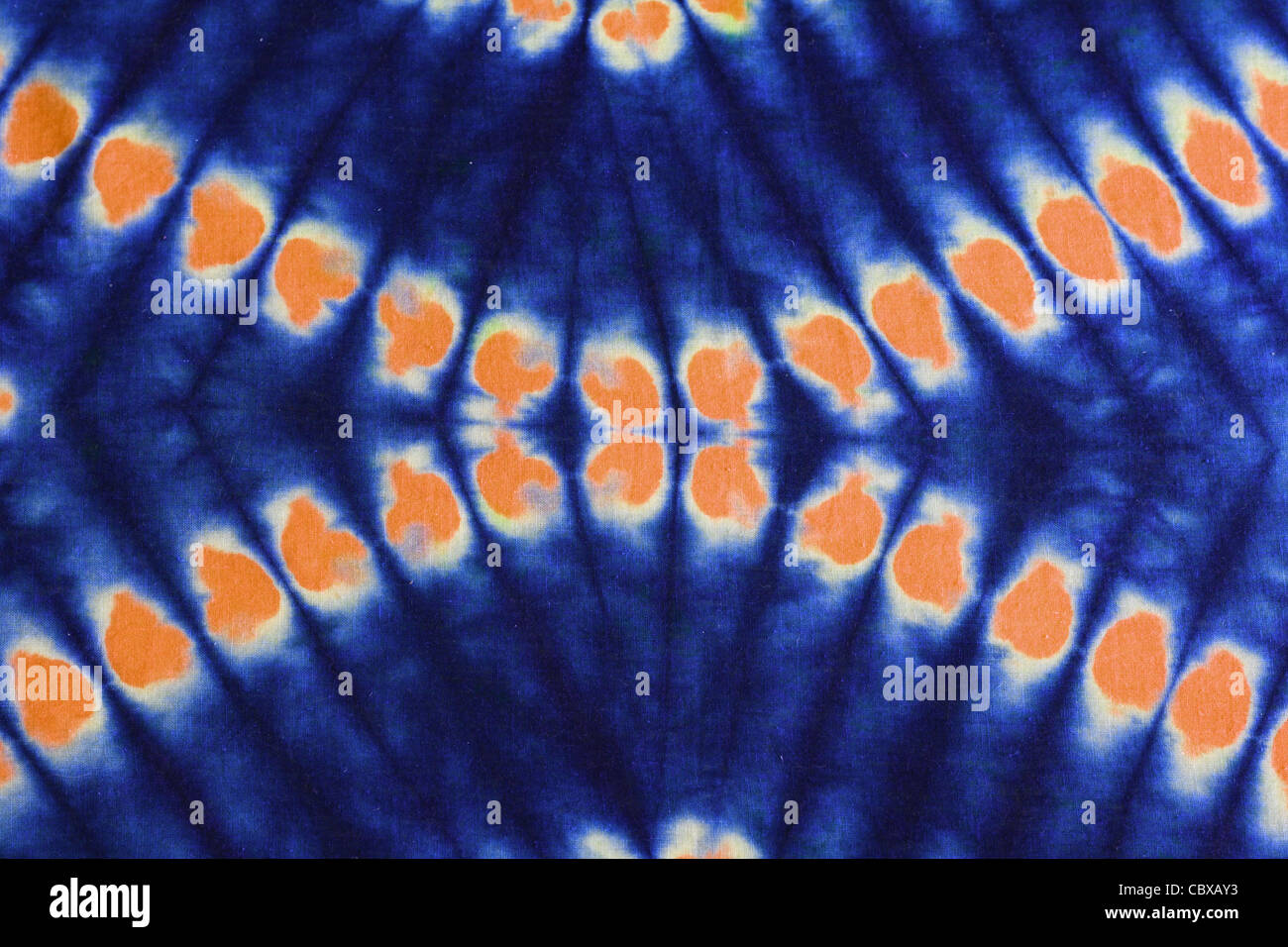 blue and orange tie dyed cloth background Stock Photo