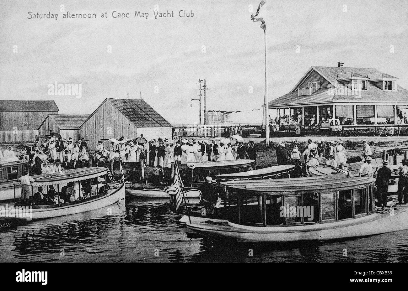 Sunday Afternoon at Cape May Yacht Club, Cape May, NJ circa 1920 Stock Photo