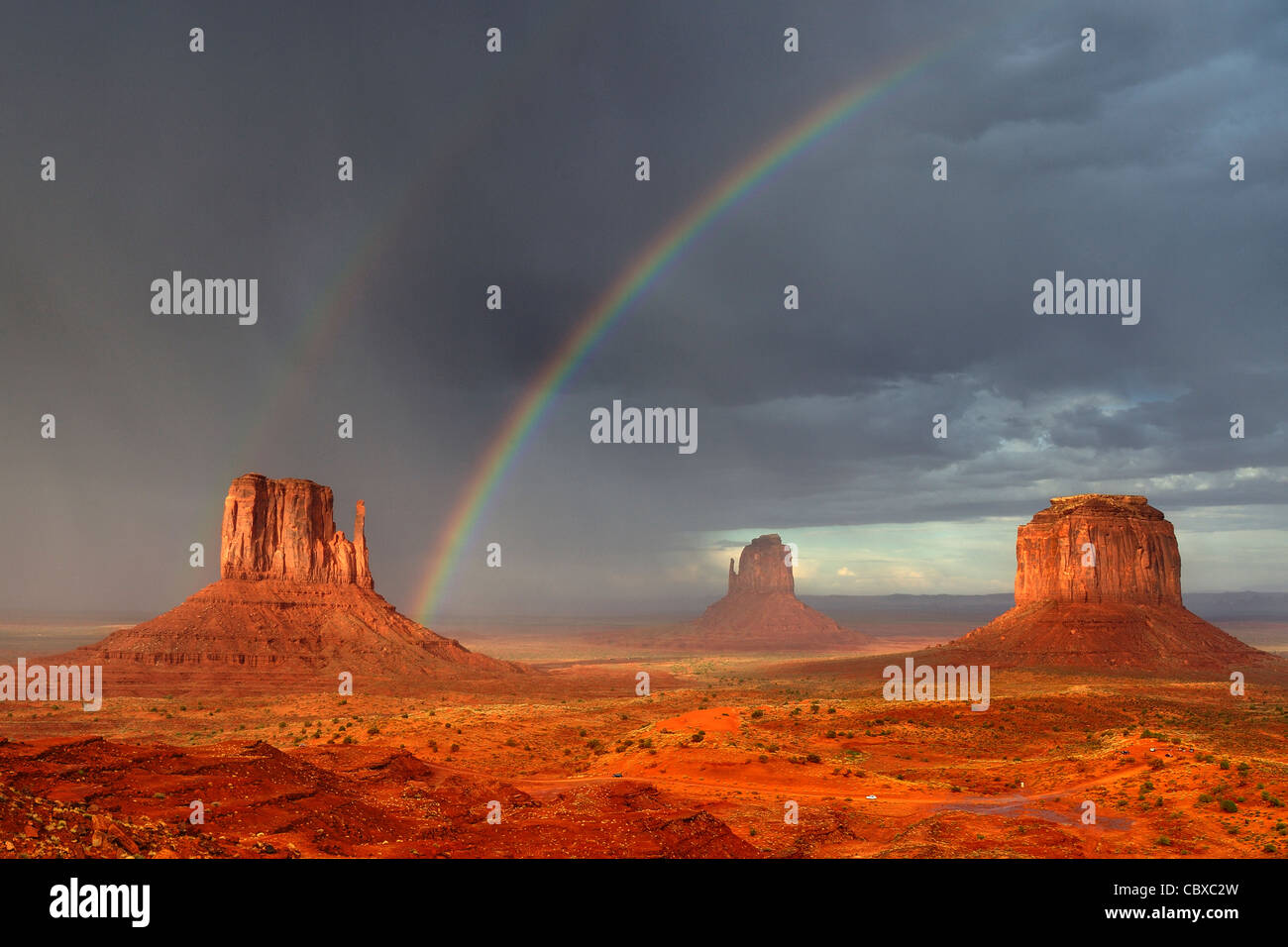View over Monument Valley after a storm Stock Photo