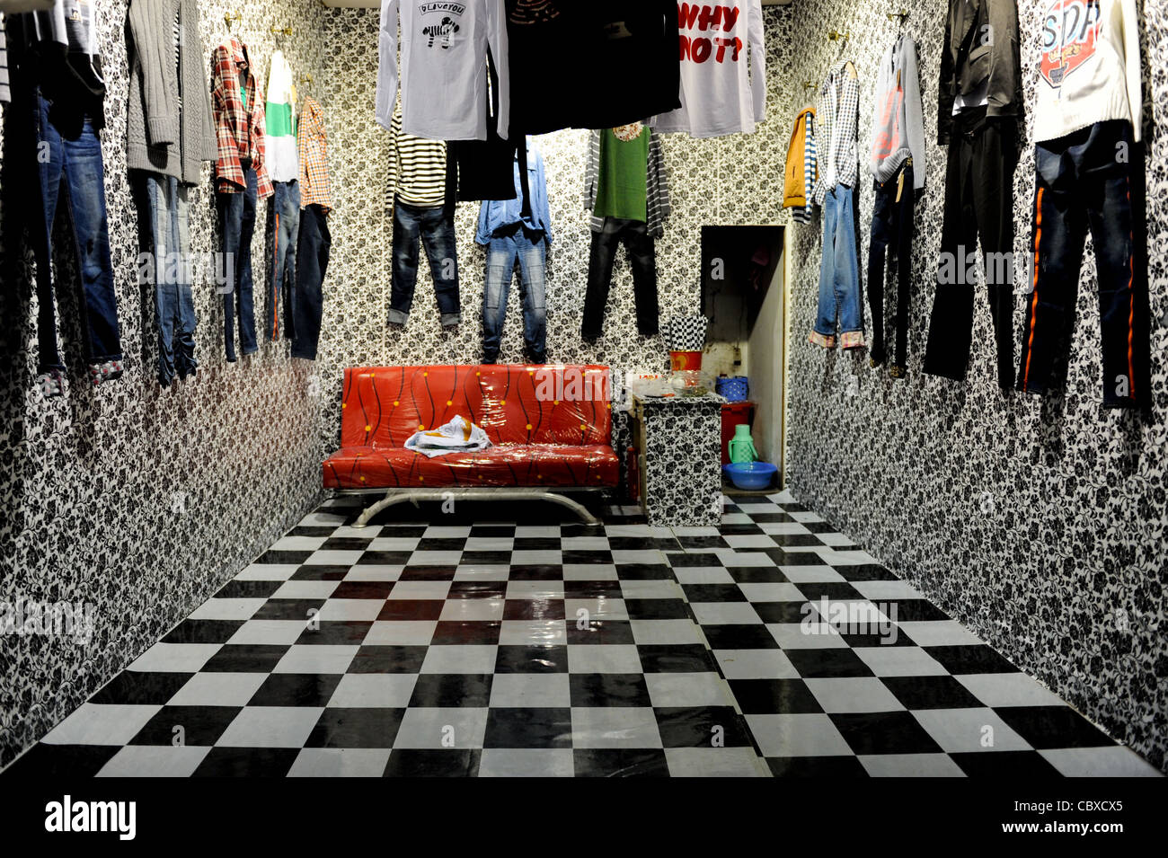 Pingyao, China. Interior of a fashion store. Stock Photo