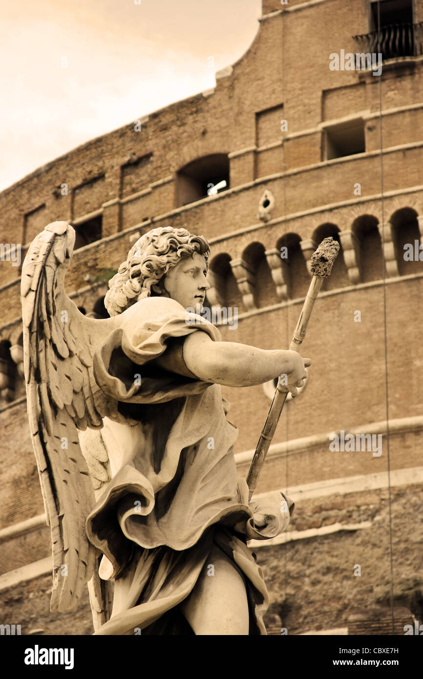 Angel sculpture from Ponte Sant'Angelo bridge in Rome Stock Photo