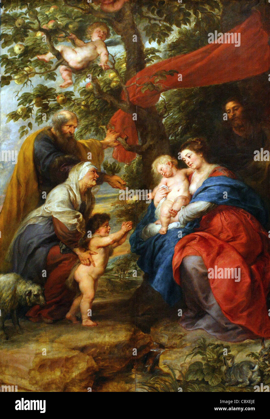 Peter Paul Rubens Flemish school Holy Family Beneath an Apple Tree 1630 Kunsthistorisches Museum, Vienna Stock Photo