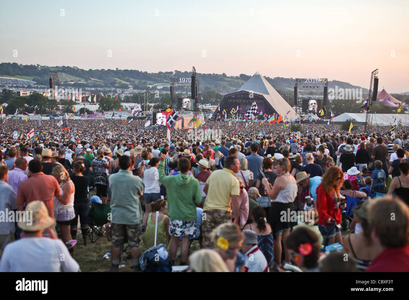 The Scissor Sisters perform on the Pyramid Stage at Glastonbury