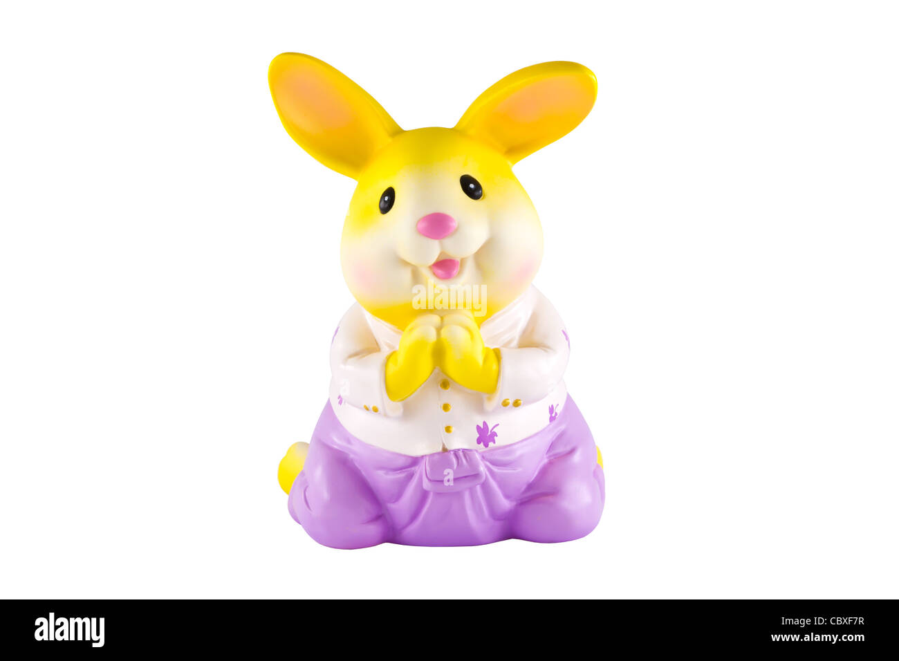 rabbit savings bank on a white background Stock Photo - Alamy